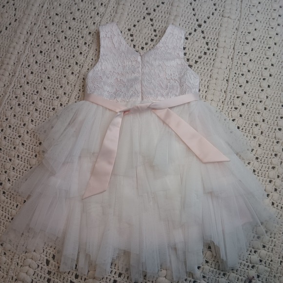 American Princess Tiered Tulle 2T Party Formal Wedding Pageant Pink Pearl Bling - Picture 4 of 5